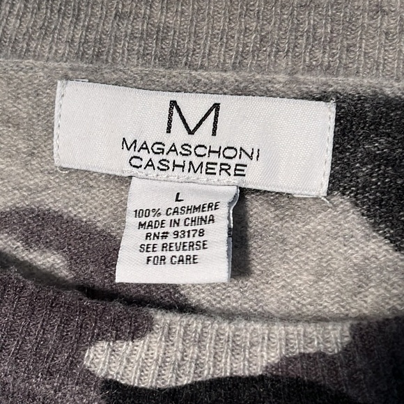 MAGASCHONI CASHMERE Grey/Black Camouflage City-Chic Casual Raglan SLV Sweater L - Picture 3 of 16